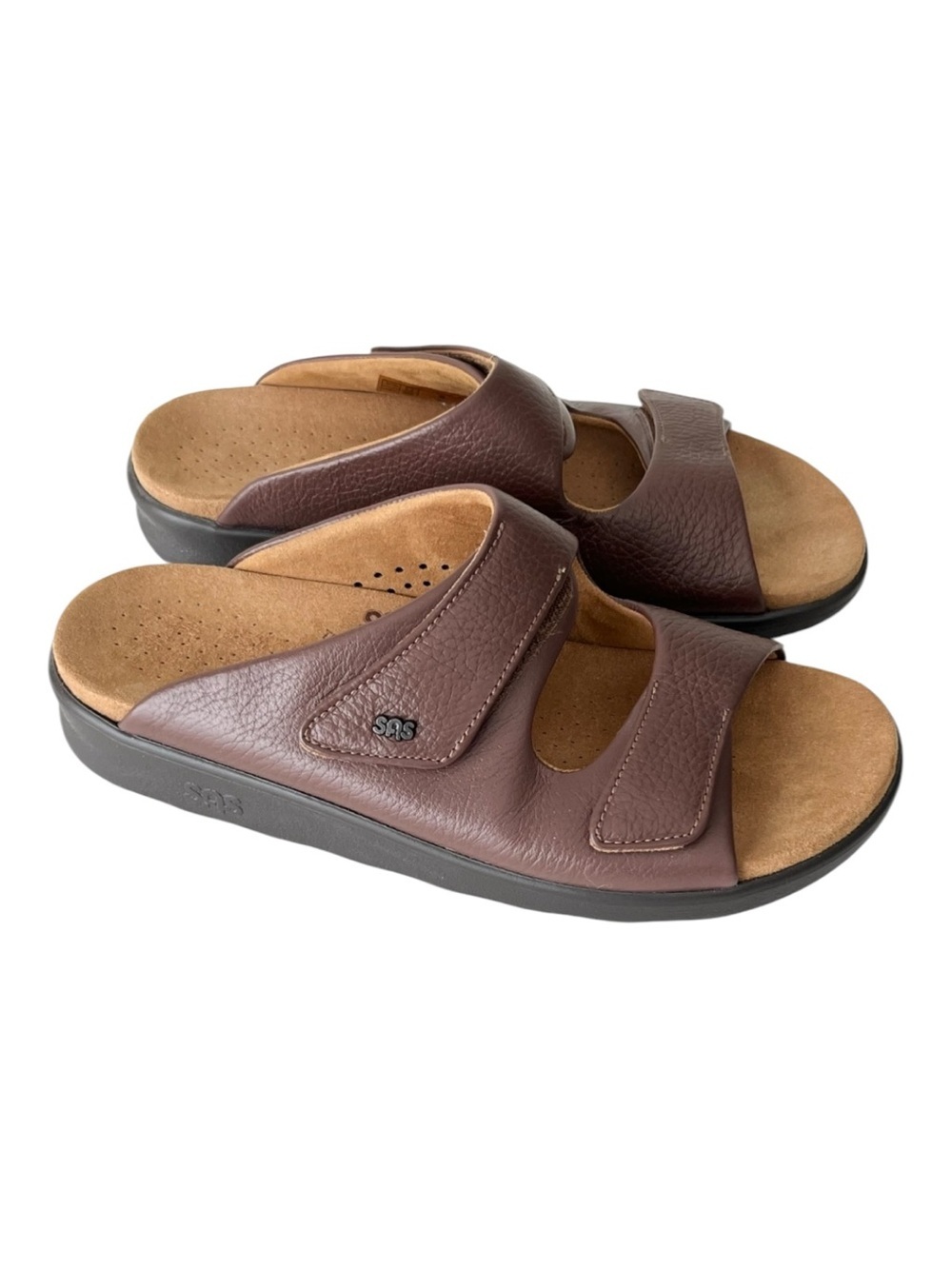 SAS Cozy Adjustable Comfort Slide leather Sandals Amber 8